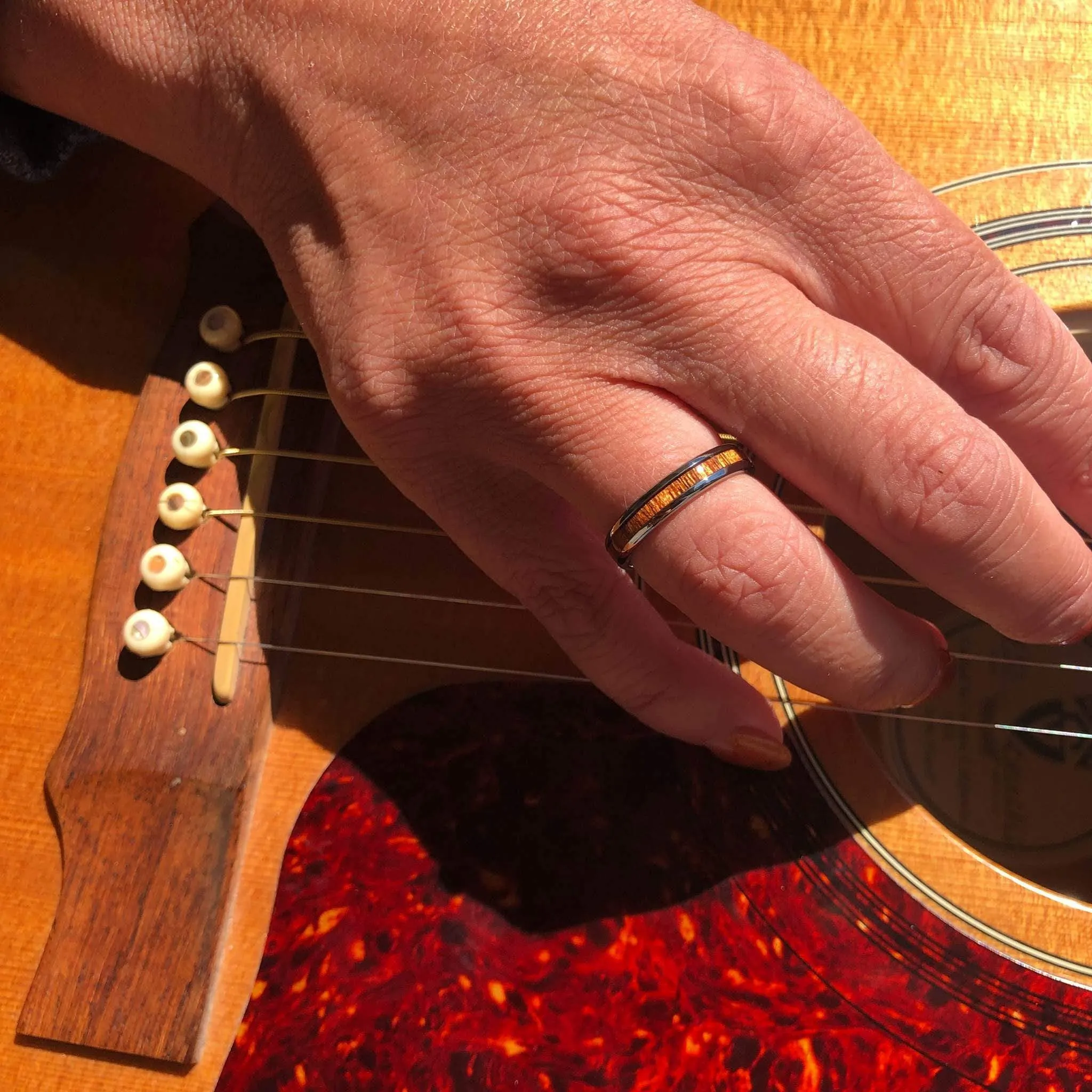 AAA Curly Hawaiian Koa | Tungsten Carbide Ring 4mm
