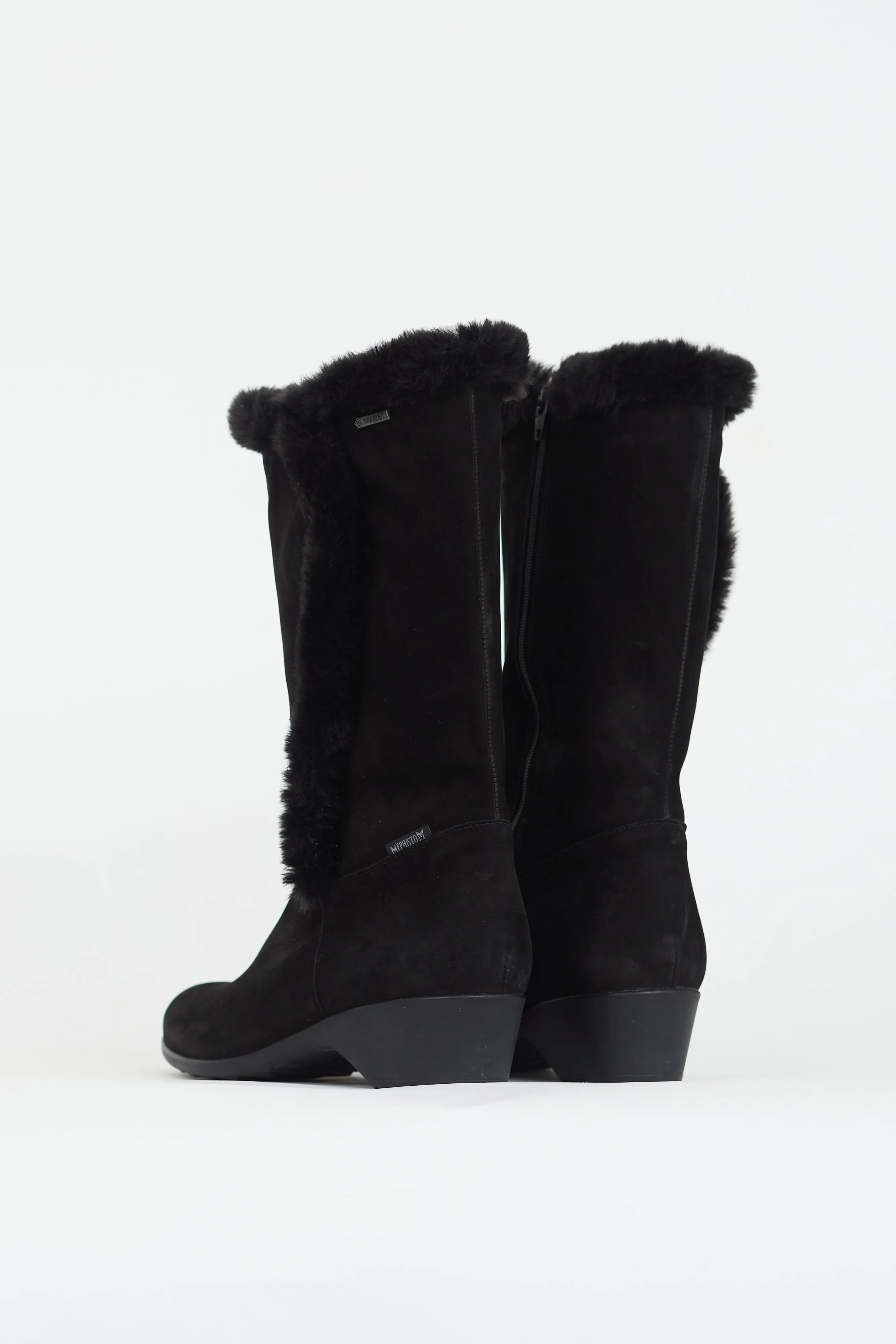 Black Shearling Wedge Boot