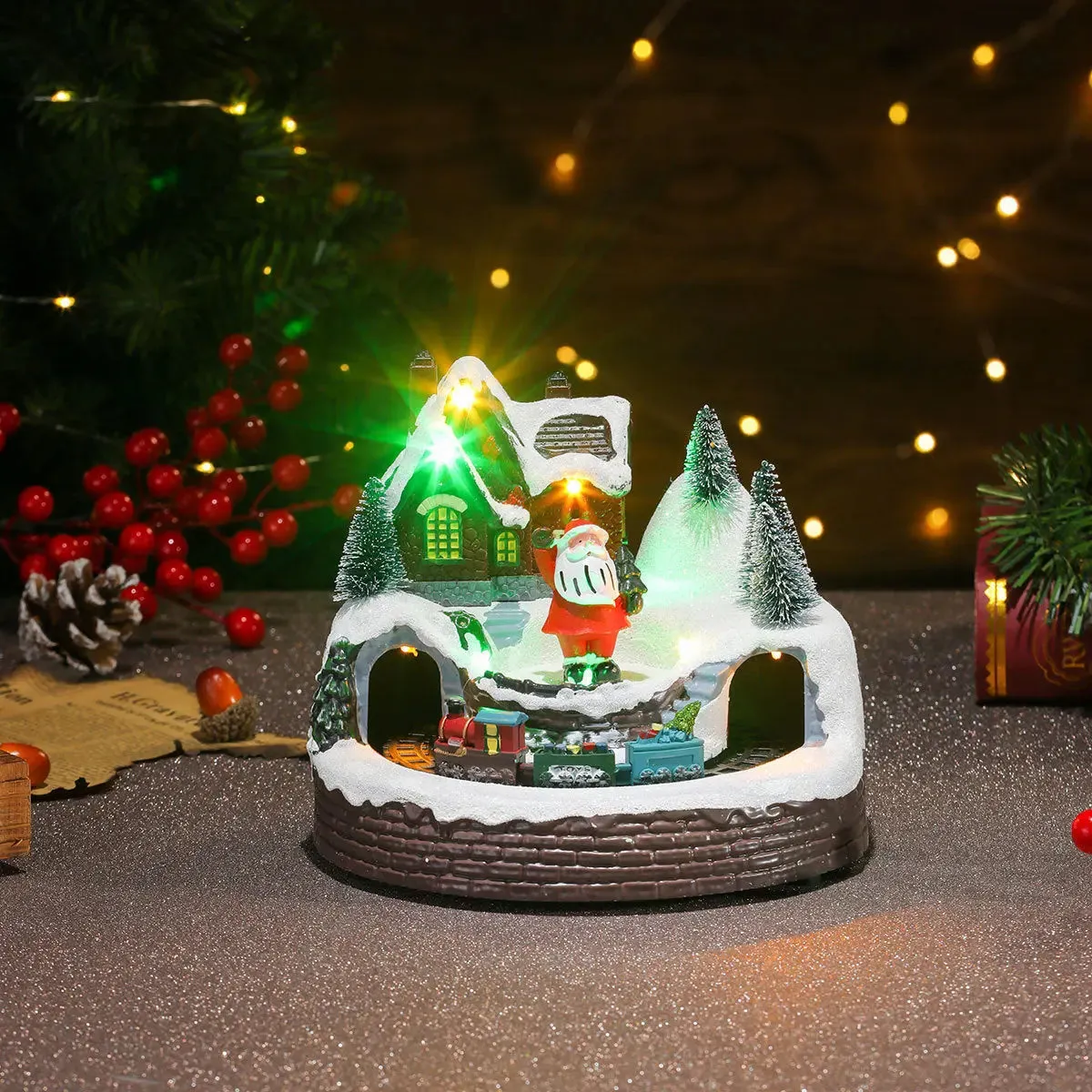 Christmas music boxRotating Resin Luminous Music Box Ornaments