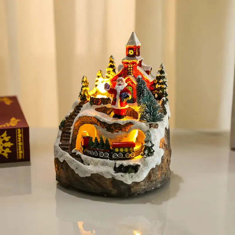 Christmas music boxRotating Resin Luminous Music Box Ornaments