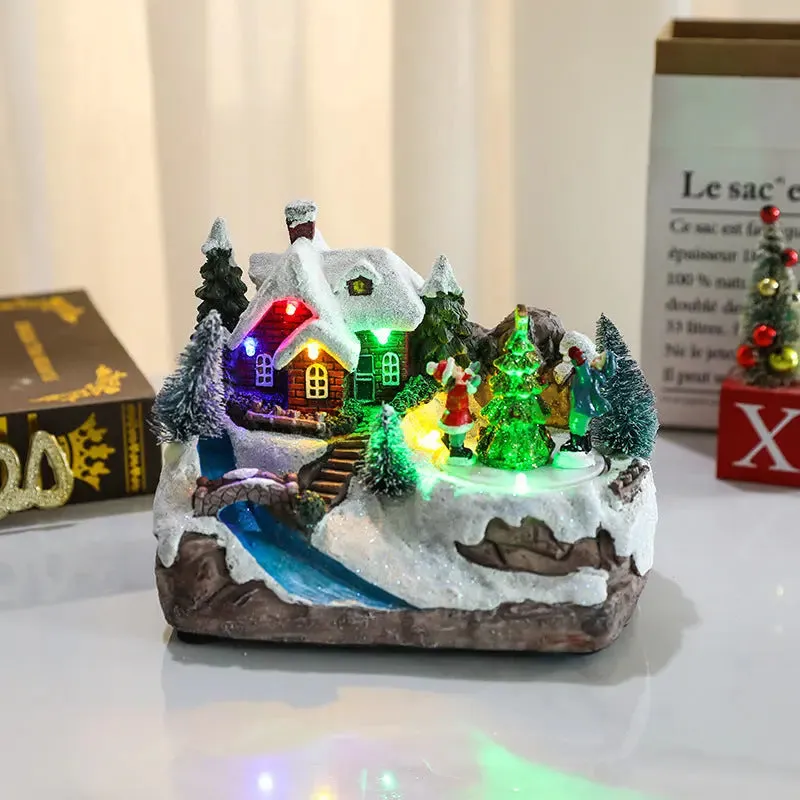 Christmas music boxRotating Resin Luminous Music Box Ornaments