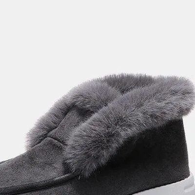 Convenient Slip-on Furry Suede Snow Boots