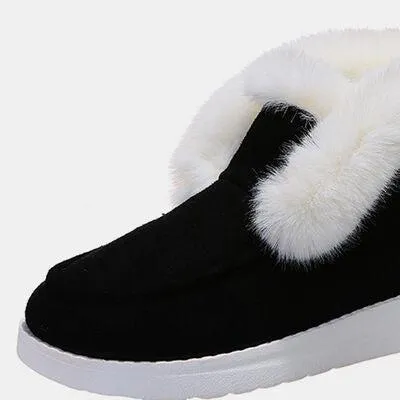 Convenient Slip-on Furry Suede Snow Boots