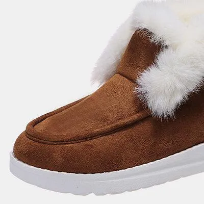 Convenient Slip-on Furry Suede Snow Boots
