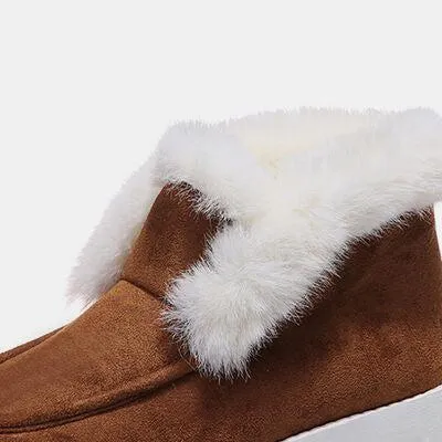 Convenient Slip-on Furry Suede Snow Boots