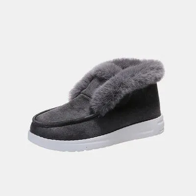 Convenient Slip-on Furry Suede Snow Boots