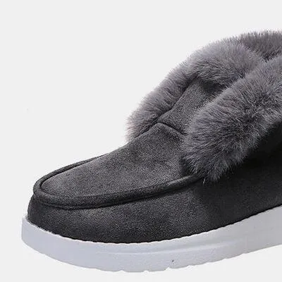 Convenient Slip-on Furry Suede Snow Boots