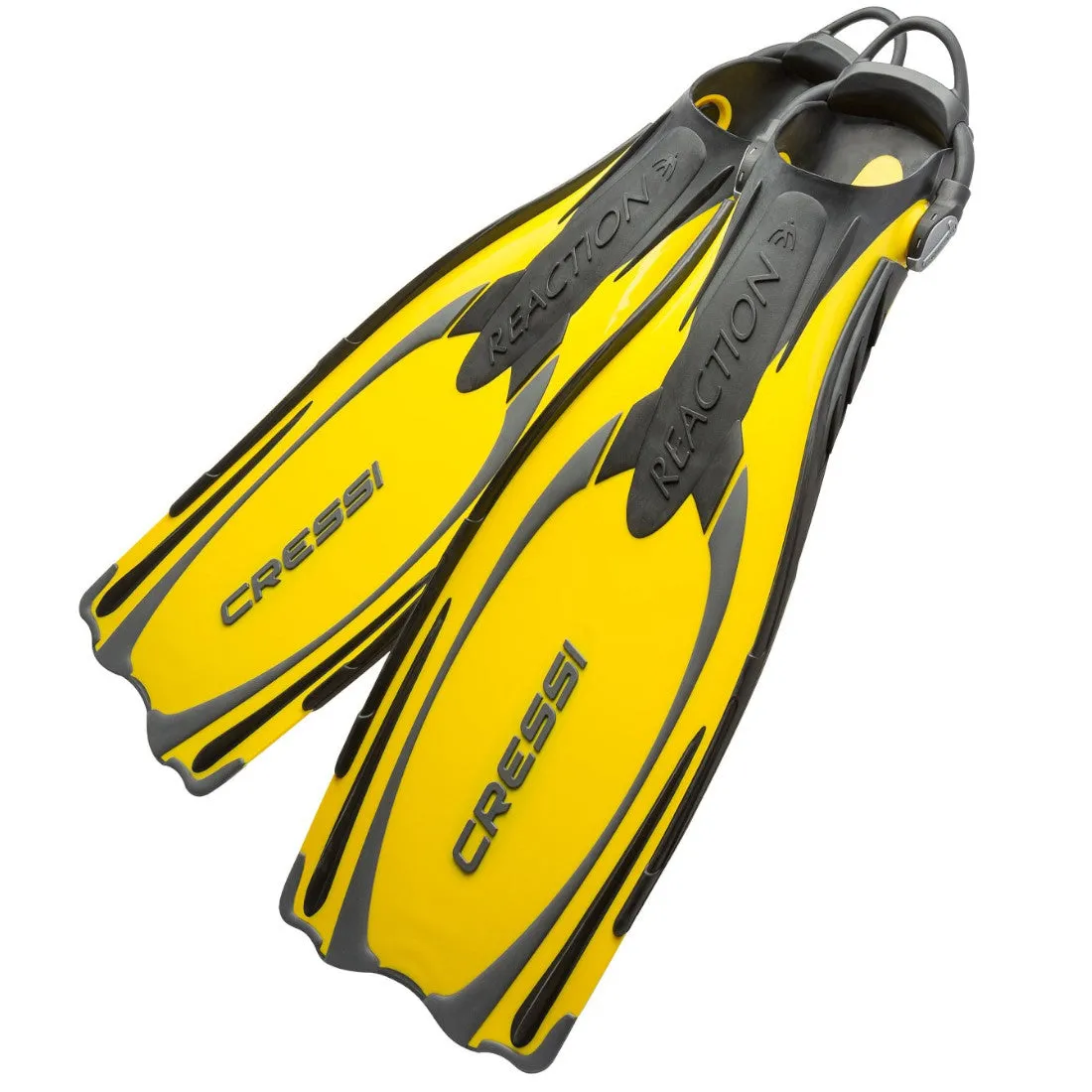 Cressi Reaction EBS Scuba Diving Open Heel Adjustable Fins with New ABS Bungee Straps