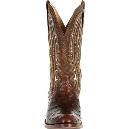 Durango Men's Premium Full-Quill Ostrich Oiled Saddle Exotic Western Boots DDB0277