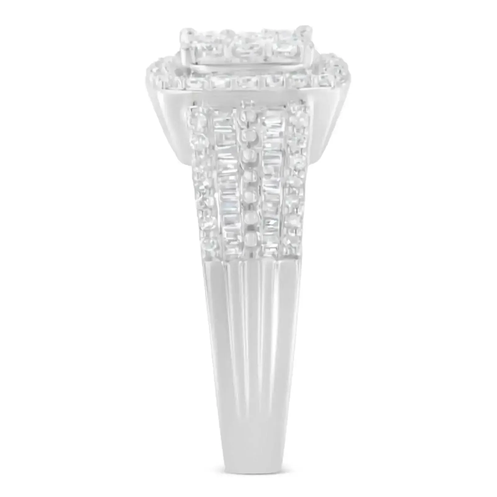 Elegant 10K White Gold Diamond Cluster Ring (1 Carat, H-I Color, I1-I2 Clarity) - Size 7.25