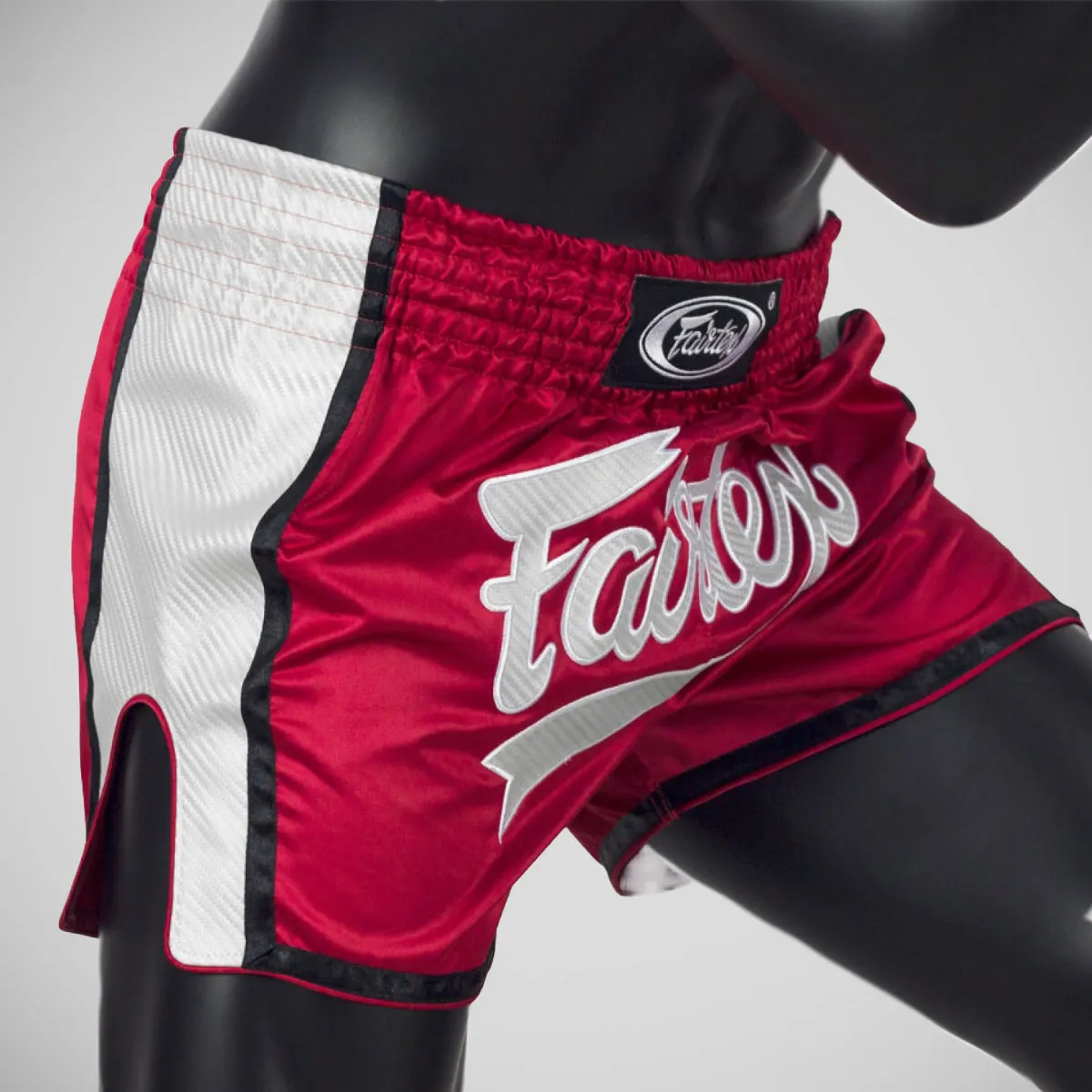 Fairtex BS1704 Slim Cut Muay Thai Shorts Red/White