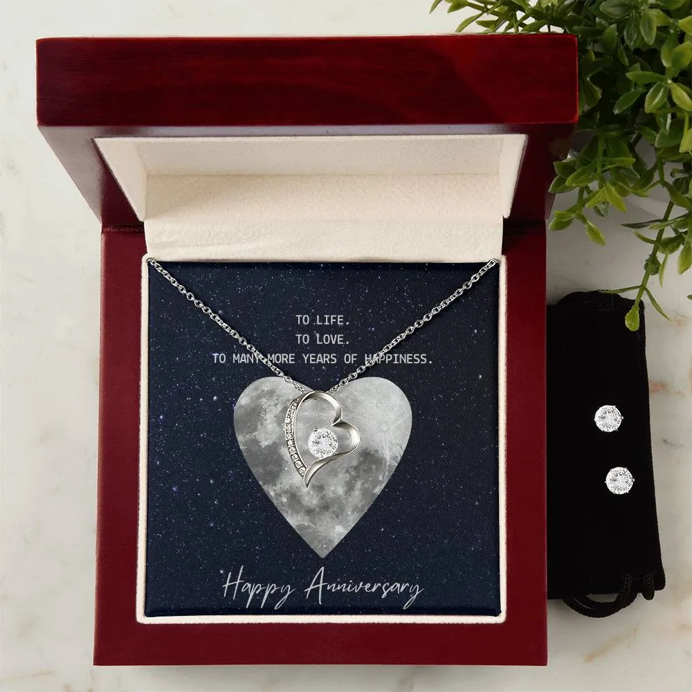 Forever Love Necklace and Cubic Zirconia Earring Set TO LIFE. TO LOVE. TO MANY MORE YEARS OF HAPPINESS