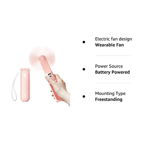 JISULIFE Ventilador de mano con Powerbank de 4800 mAh Máximo 46 horas de funcionamiento, ventilador personal plegable con batería portátil de bolsillo o alimentado por USB, 3 velocidades, flujo de aire mejorado, ventilador recargable-rosa