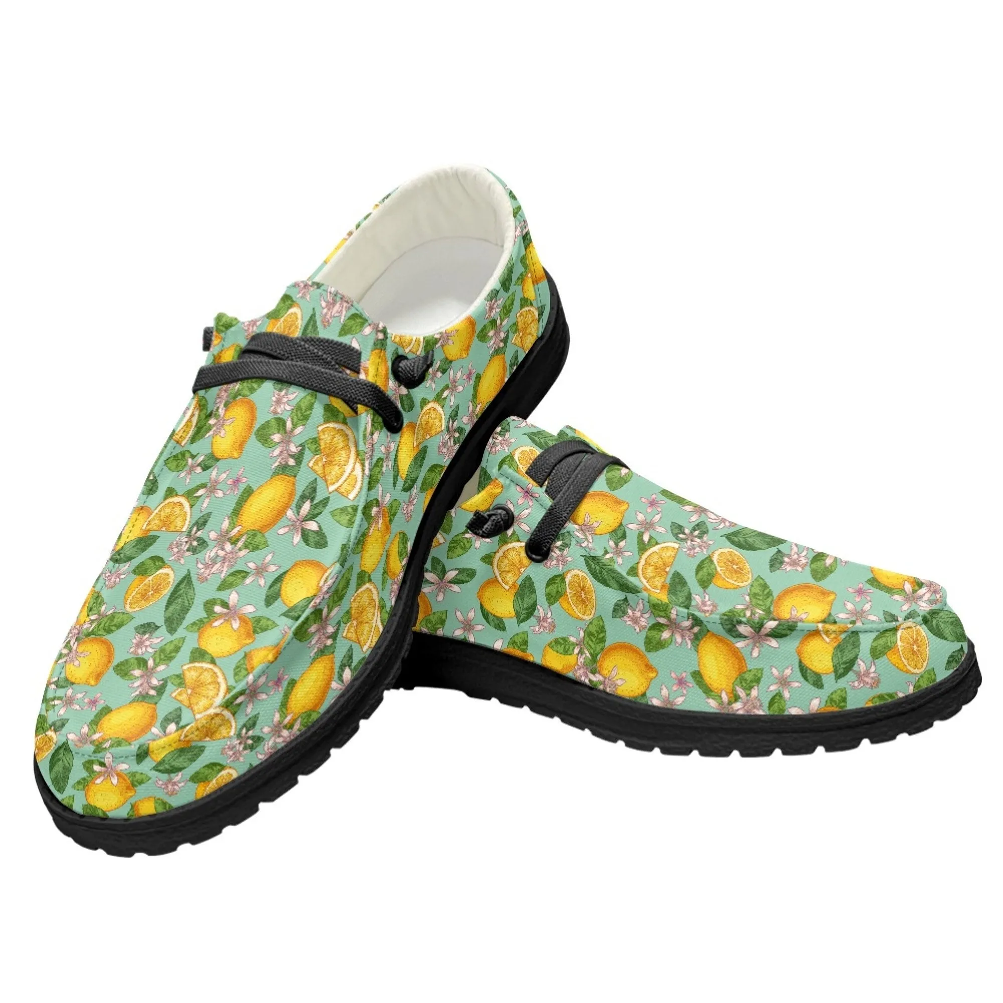 Lemon Loafers, Lemon Print Loafers, Slip On Shoes, Lemon Shoes, Unisex Loafers, Retro Style shoes, Blue Yellow Shoes, Yellow Blue Loafers