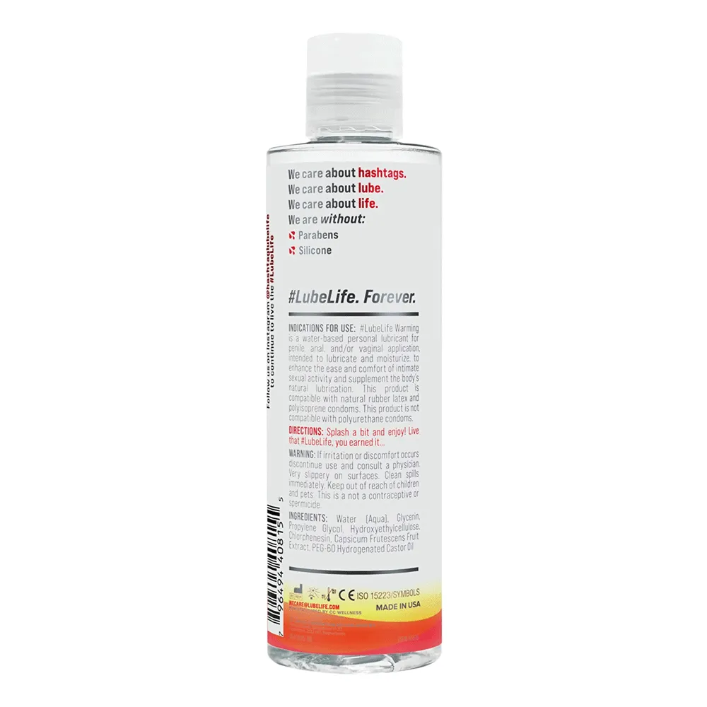 LubeLife Water Based Lubricant for Men and Women - Warming (8 Fl OZ)
