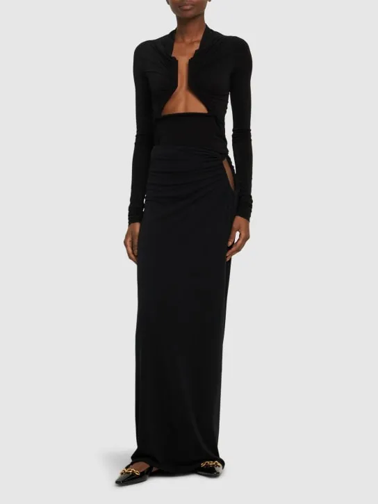 Magda Butrym   Draped jersey cut out long skirt 