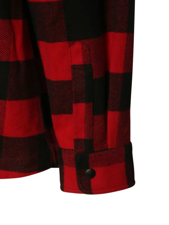Palm Angels   Logo print cotton check over shirt 