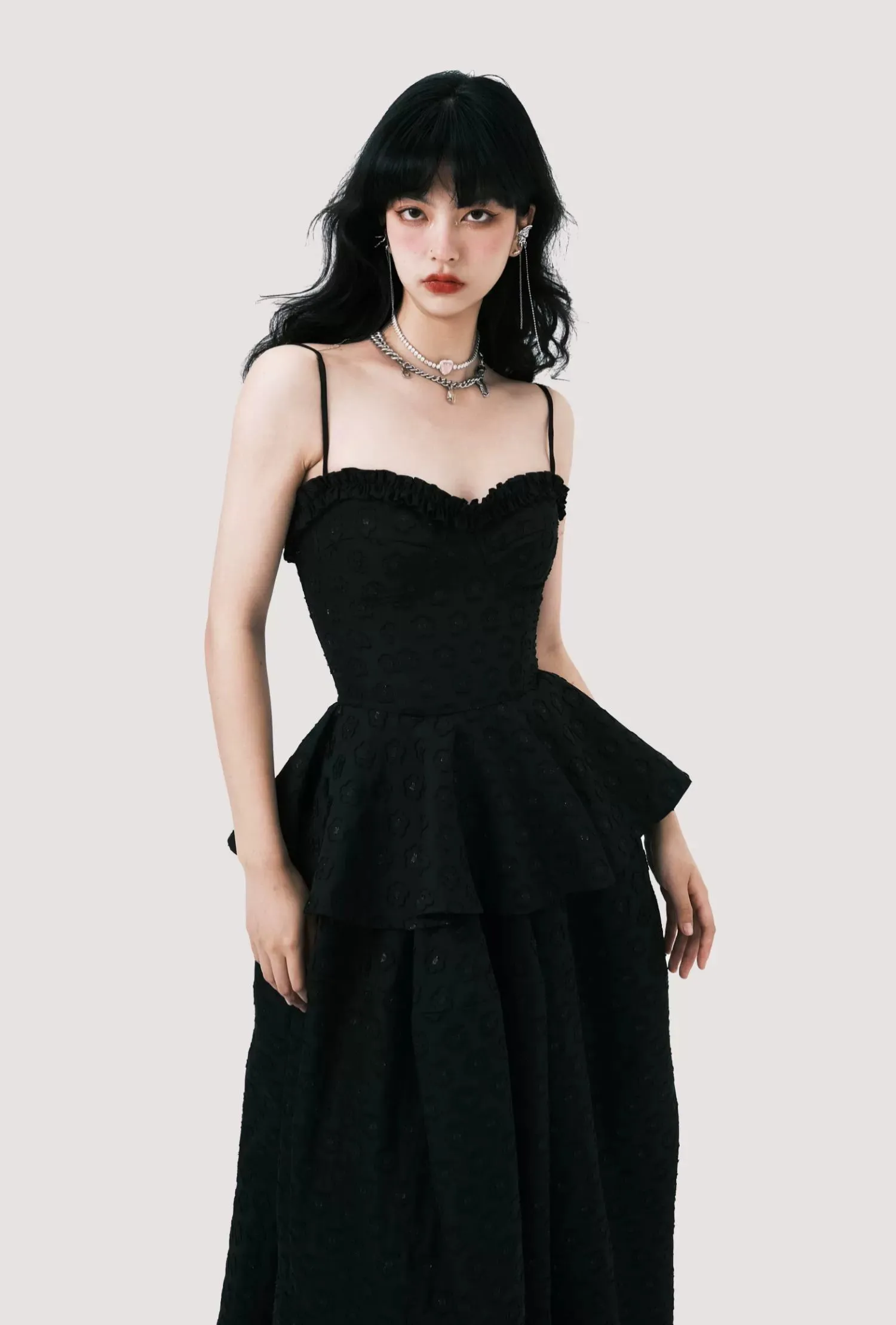 Peplum Top and Maxi Skirt Co-ord Set with Polka Dot Detail