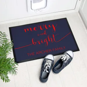 Personalised Merry And Bright Christmas Indoor Doormat