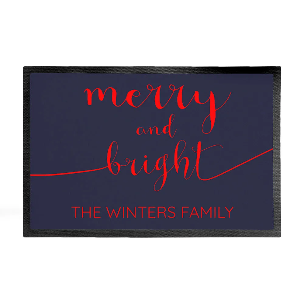 Personalised Merry And Bright Christmas Indoor Doormat