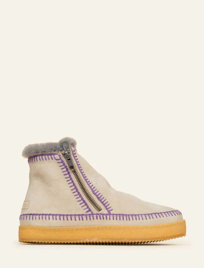 Setsu Crochet Ankle Boot Sand Suede Plum