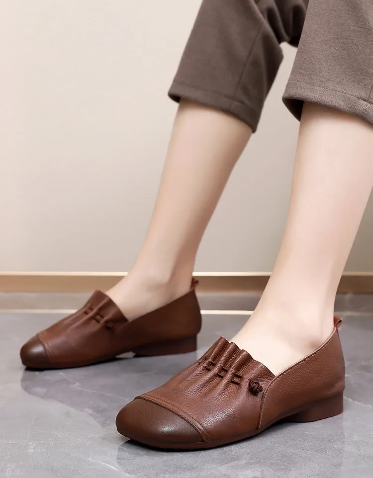 Soft Leather Square Toe Flats for Spring