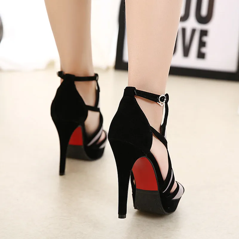 Stiletto High Heels Open Toe Ankle Wraps High Heel Sandals Party Shoes