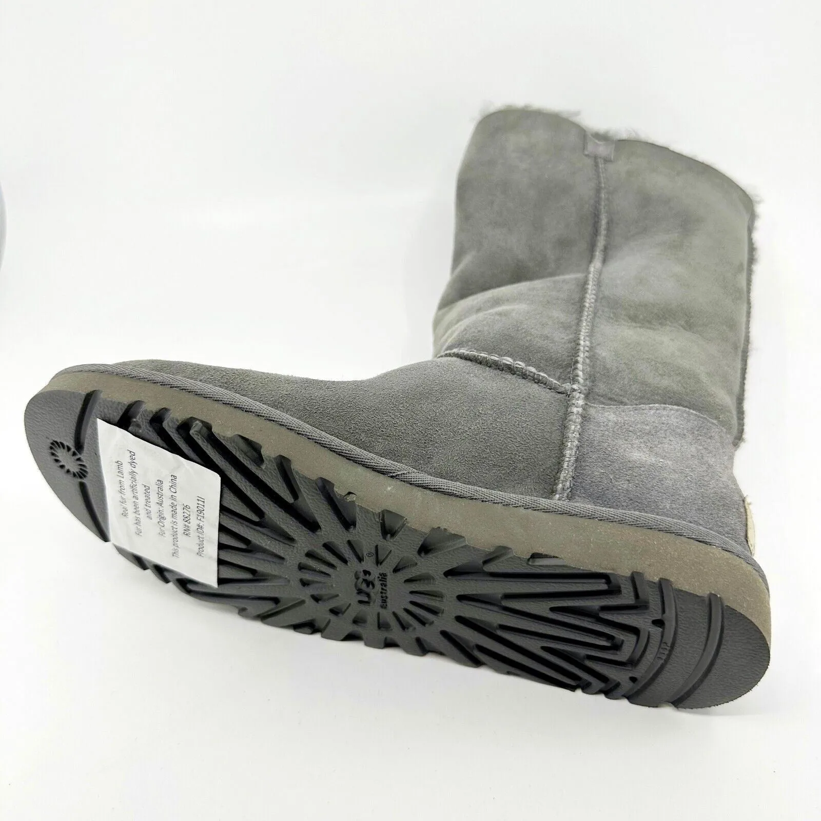 UGG Bailey Button Triplet Grey Womens Sheepskin Suede Tall Boots