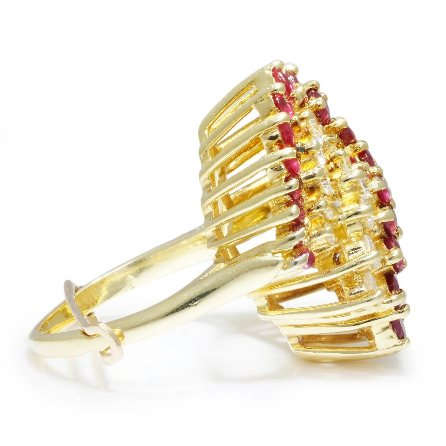 Vintage Ruby Swirl Cocktail Ring with Diamonds 18K 3.50ctw