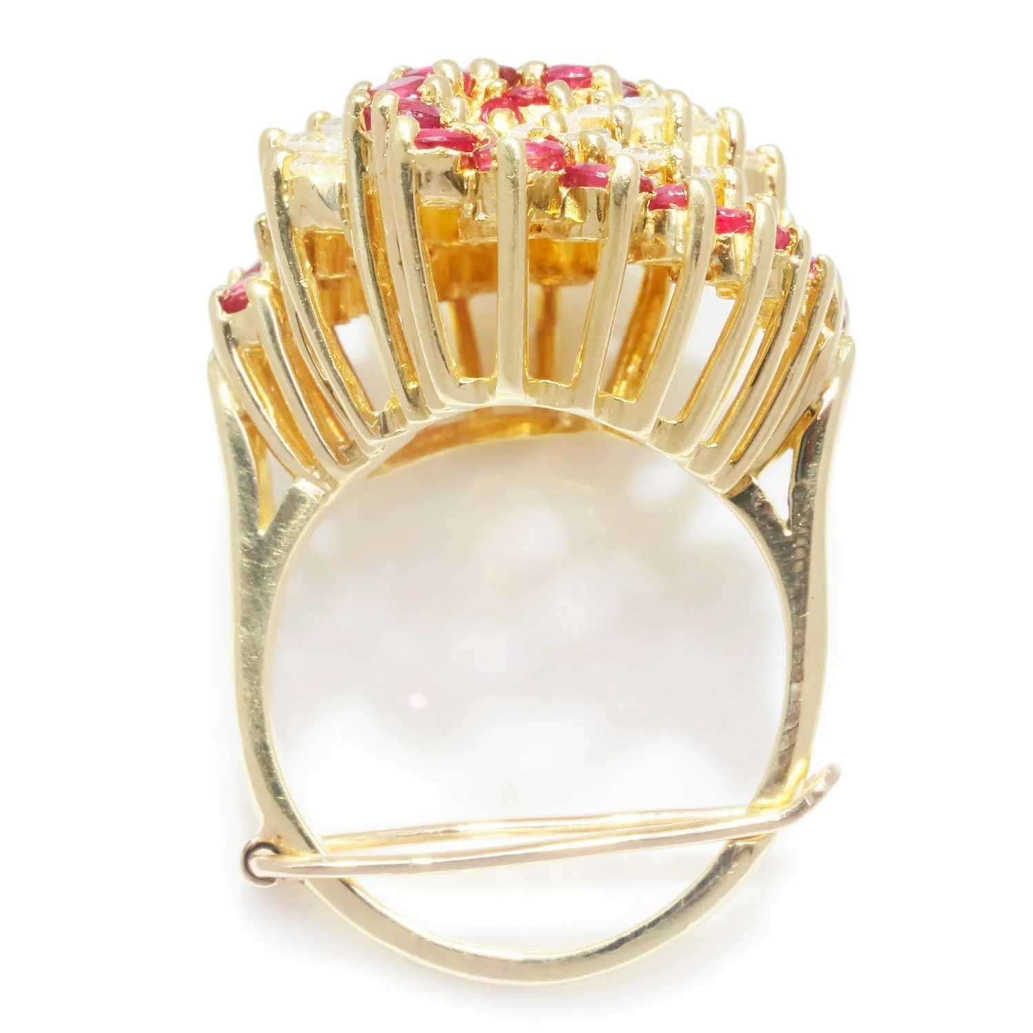 Vintage Ruby Swirl Cocktail Ring with Diamonds 18K 3.50ctw