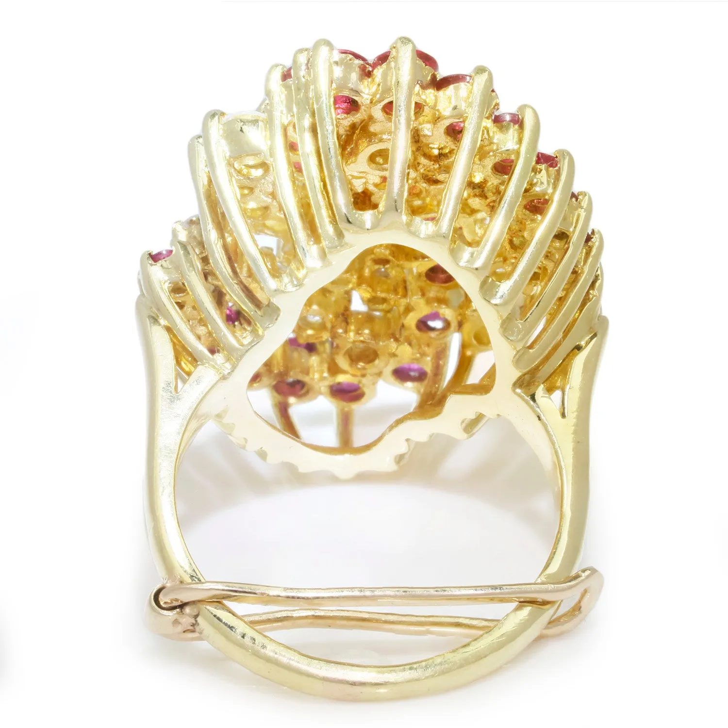 Vintage Ruby Swirl Cocktail Ring with Diamonds 18K 3.50ctw