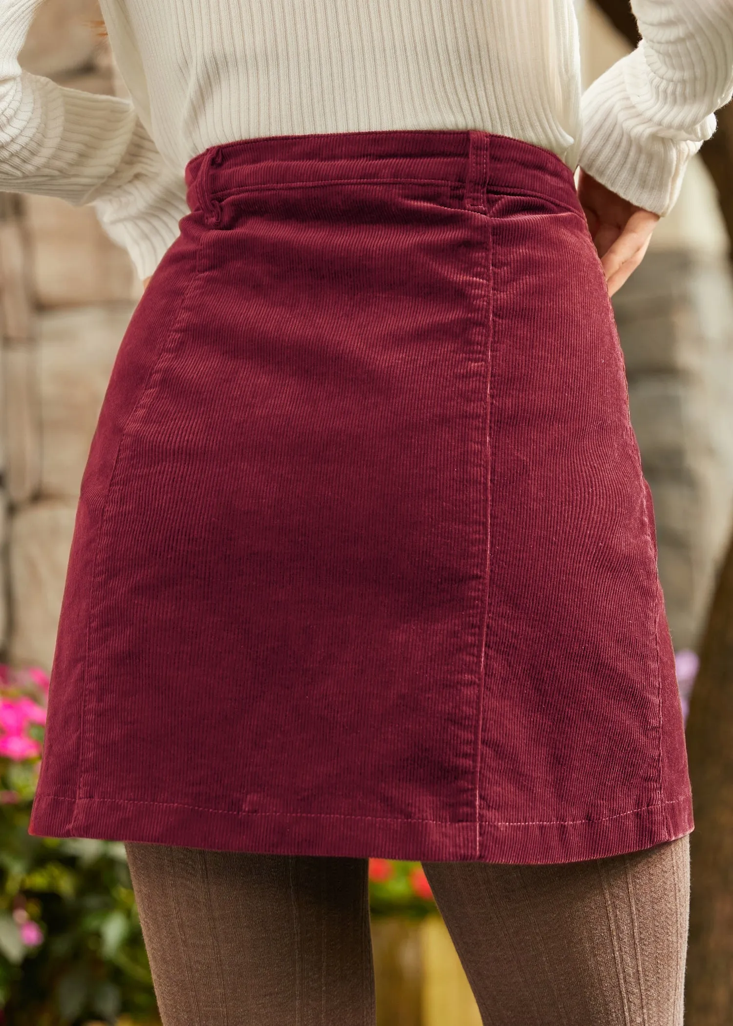 Vogue on Vinyl Button Front Corduroy Skirt