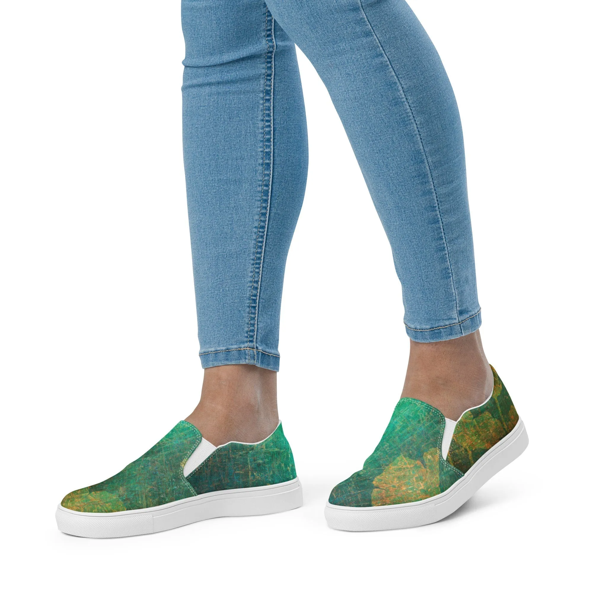 Washed Ginkgo Women’s Slip-On Canvas Sneakers
