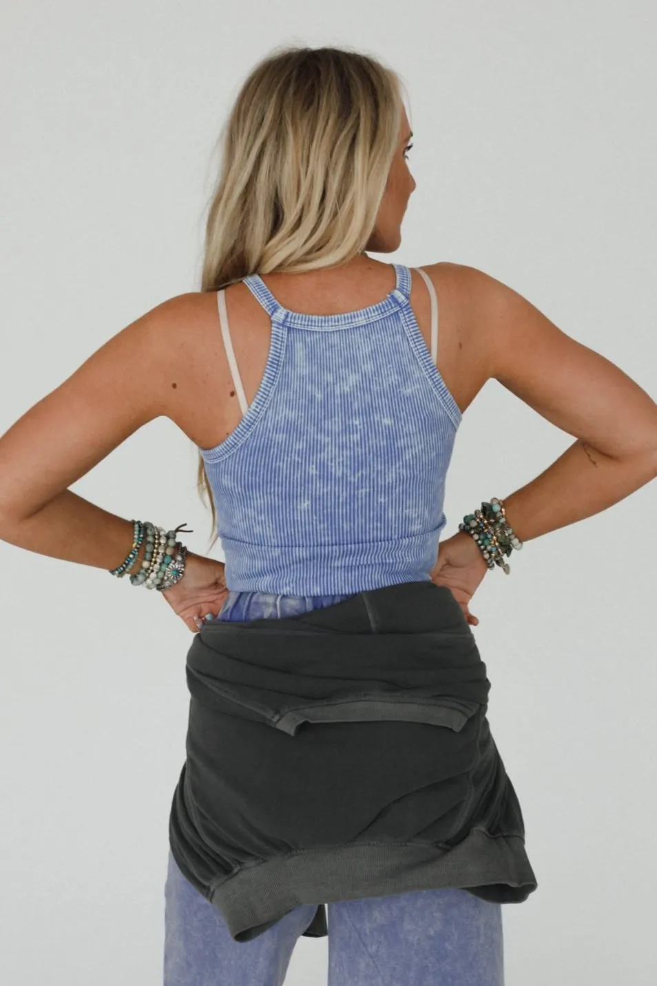 Wendy High Neck Tank Top - Indigo