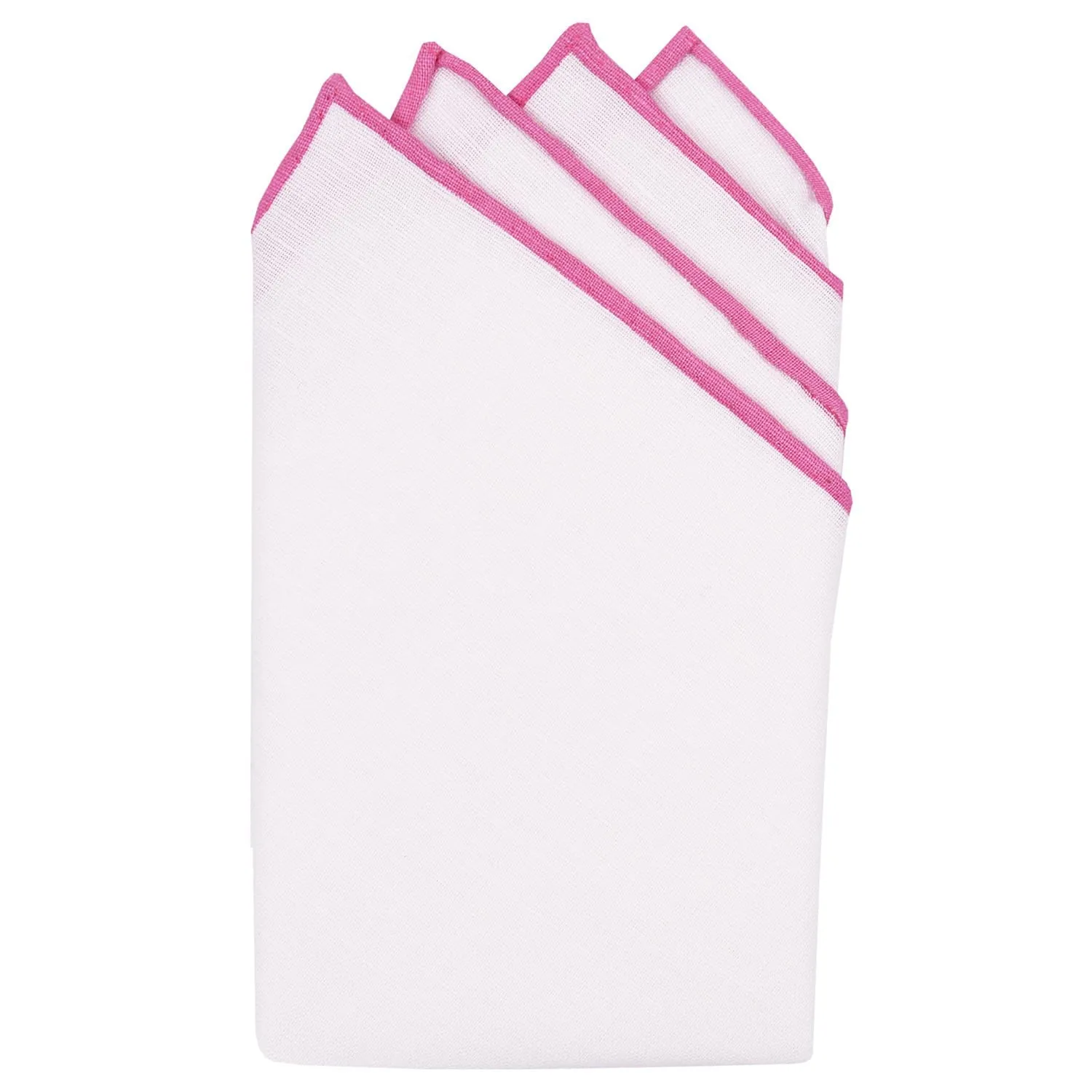 White/Pink Pre-Folded Linen Pocket Square