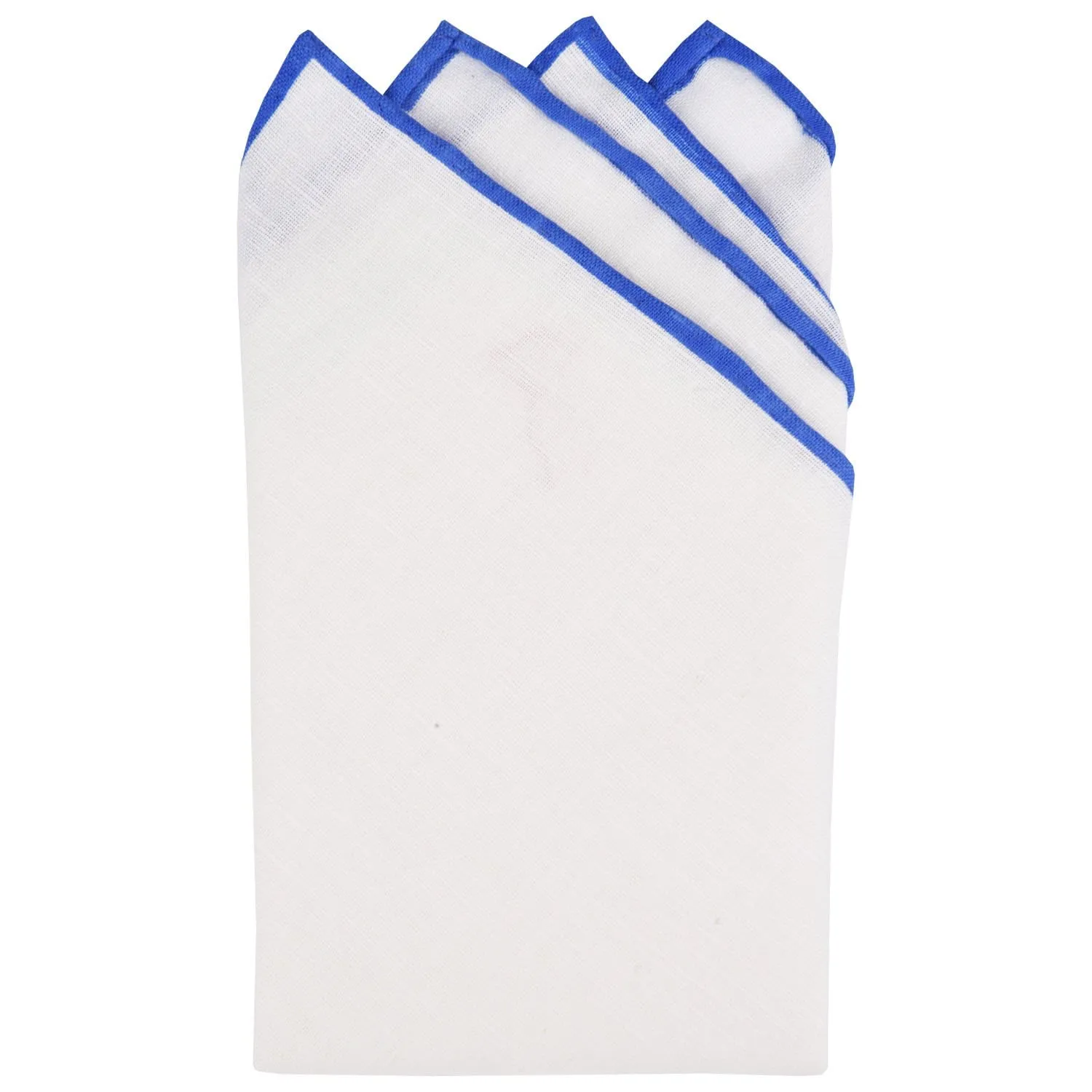 White/Royal Blue Pre-Folded Linen Pocket Square