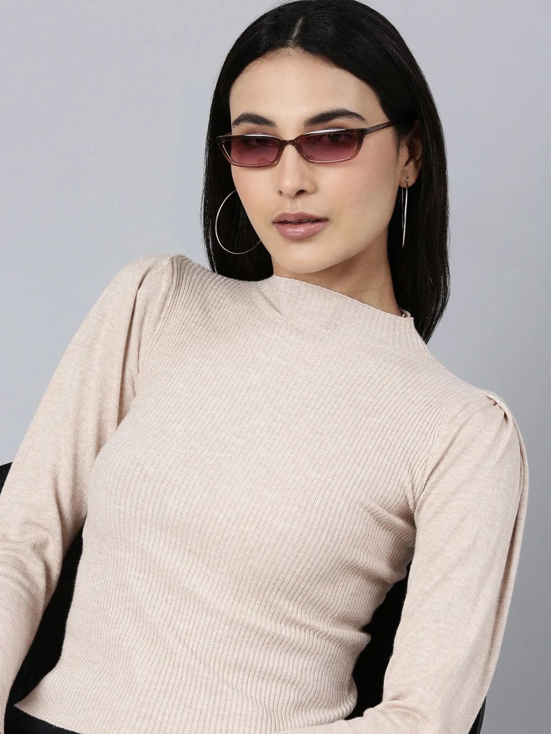 Women Beige Solid Top